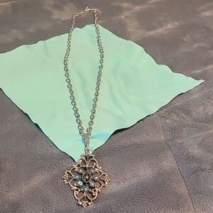 Vintage Turquoise & Amethyst Native American Style Pendant Necklace.